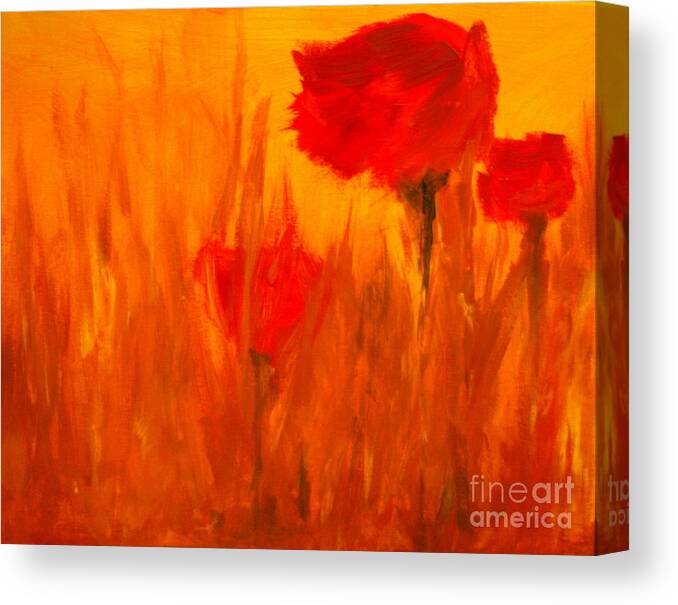 Flowers Canvas Print featuring the painting Windy Red by Julie Lueders 
