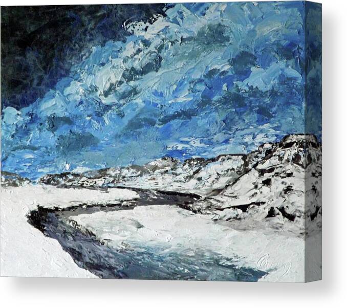 Landscape Canvas Print featuring the painting Winter Filled Arroyo by Carl Owen