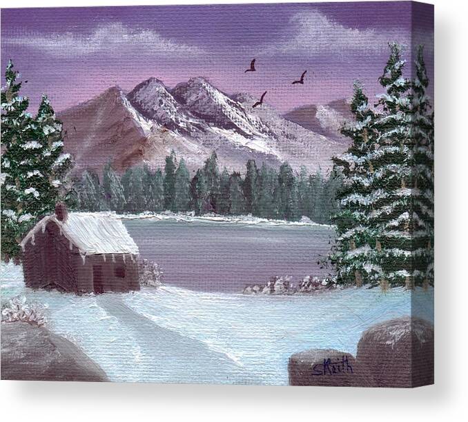 Winter Canvas Print featuring the painting Winter in the Mountains by Sheri Keith