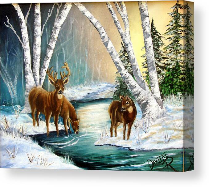 Winter Canvas Print featuring the painting Winter Morning Walk by Darlene Green
