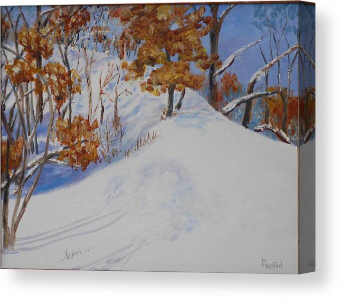 Winter Landscape Canvas Print featuring the painting Winter Ridge by Phil Burton