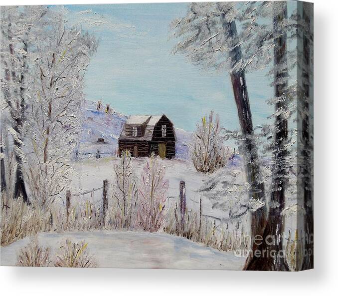 Winter Canvas Print featuring the painting Winter solace by Marilyn McNish