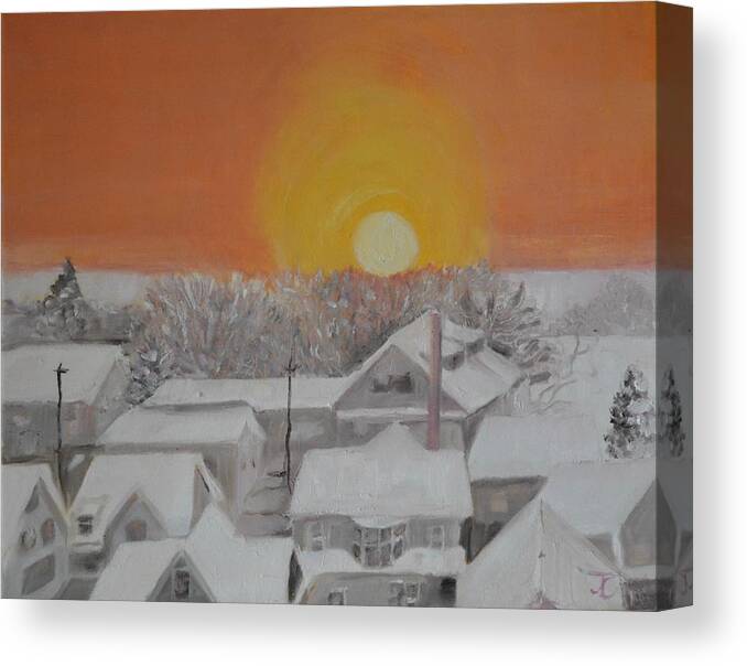 Snow Canvas Print featuring the painting Winter Sunrise by Julie Todd-Cundiff