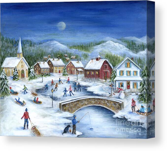 Winter Scene Canvas Print featuring the painting Winterfest by Marilyn Dunlap