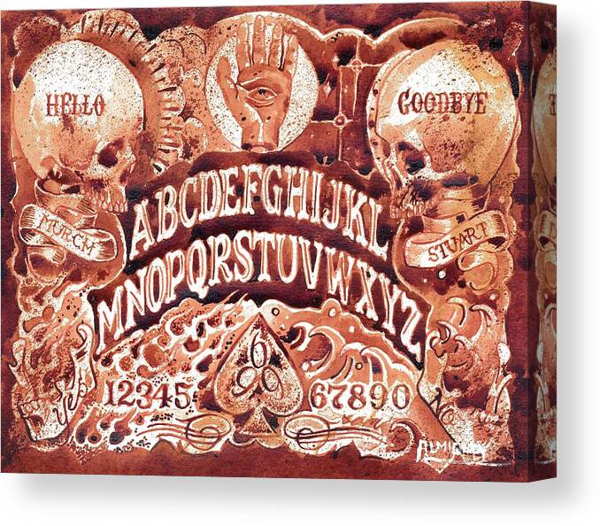 Ouija Board Canvas Print featuring the painting Witch Board by Ryan Almighty
