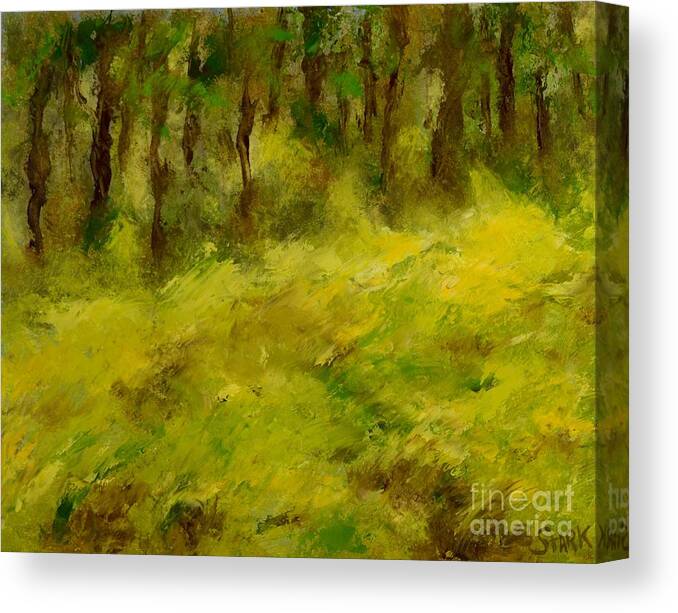  Canvas Print featuring the painting Woods in Maine by Barrie Stark