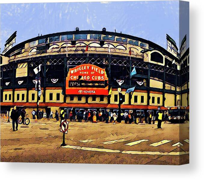Wrigley Canvas Print featuring the photograph Wrigley Field by Coke Mattingly