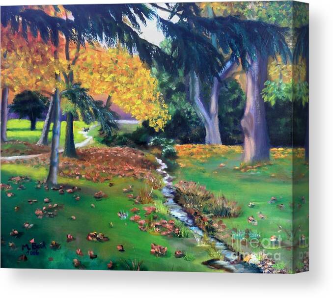 Landscape Canvas Print featuring the painting Wyomissing Creek by Marlene Book