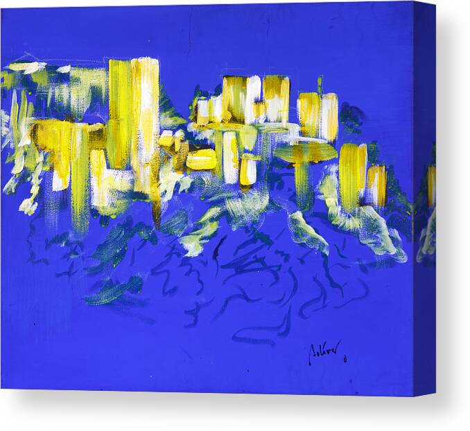  Canvas Print featuring the painting Yellow And Blue by Fernando Bolivar