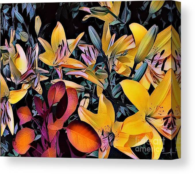 Photography Canvas Print featuring the photograph Yellow Daylilies by Kathie Chicoine