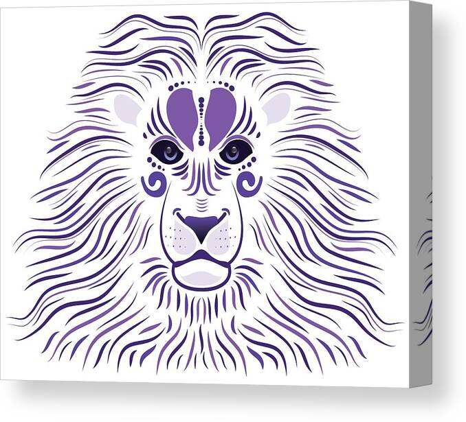 Abstract Canvas Print featuring the digital art Yoni The Lion - Light by Serena King