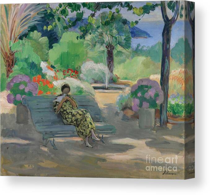 Henri Lebasque Canvas Print featuring the painting Young Woman with a Dove by MotionAge Designs