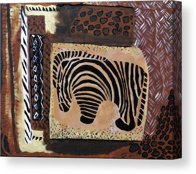 Zebra Canvas Print featuring the mixed media Zebra Abstract by Judy Huck