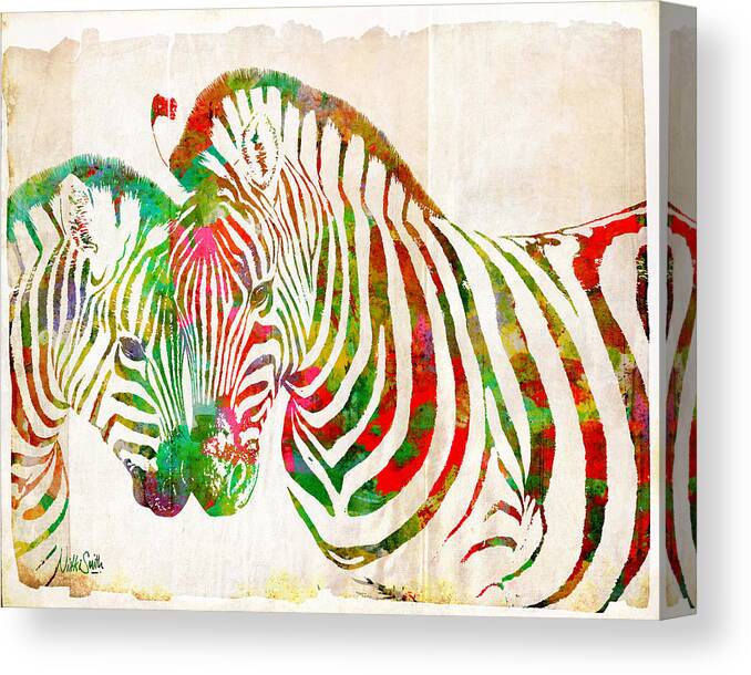 Zebra Canvas Print featuring the digital art Zebra Lovin by Nikki Smith