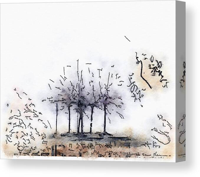 Landscape Canvas Print featuring the painting Zen Trees by Vanessa Katz