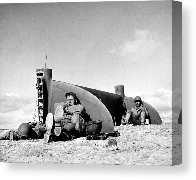 Archival Canvas Print featuring the photograph American Soldiers In Tunisia WWII #1 by Margaret Bourke-White