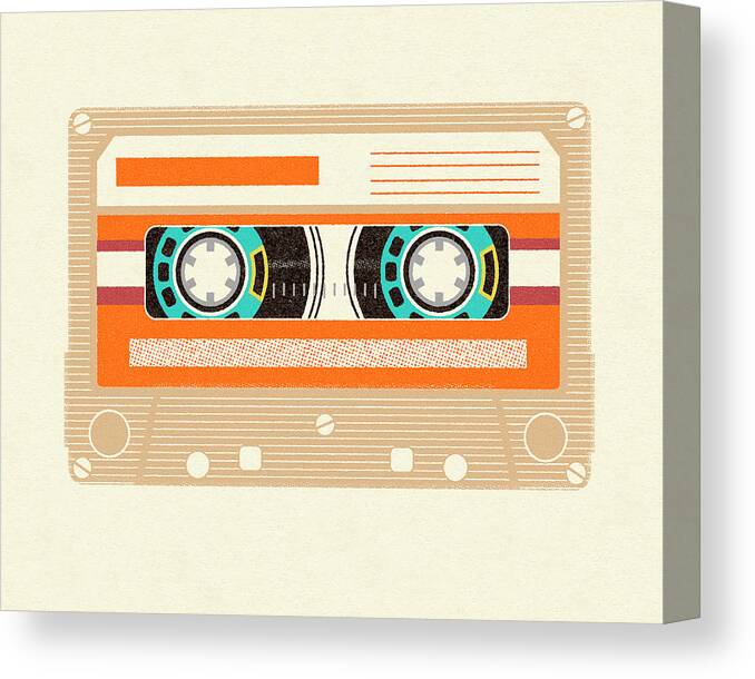 Campy Canvas Print featuring the drawing Cassette Tape #1 by CSA Images