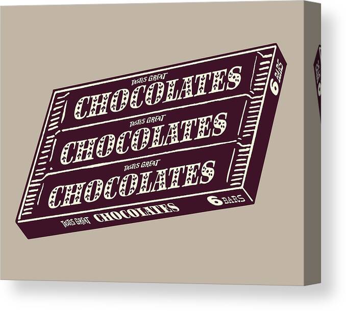 Brand Canvas Print featuring the drawing Chocolate Candy Bars #1 by CSA Images