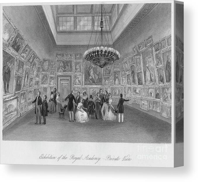 Engraving Canvas Print featuring the drawing Exhibition Of The Royal Academy #1 by Print Collector