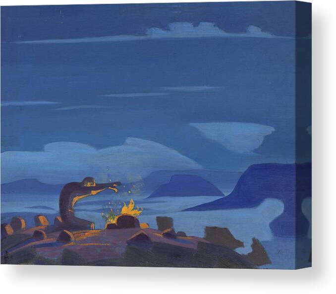 Camp Fire Canvas Print featuring the painting Exorcist #1 by Nicholas Roerich