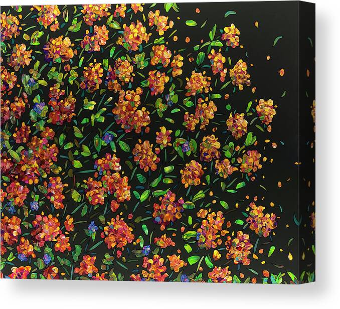 Flowers Canvas Print featuring the painting Floral Interpretation - Lantana by James W Johnson