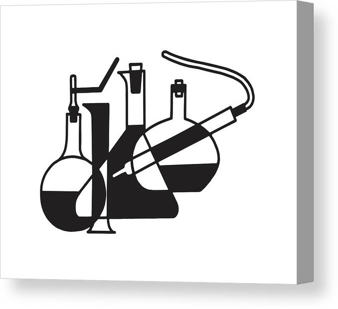 Archive Canvas Print featuring the drawing Laboratory Beakers #1 by CSA Images