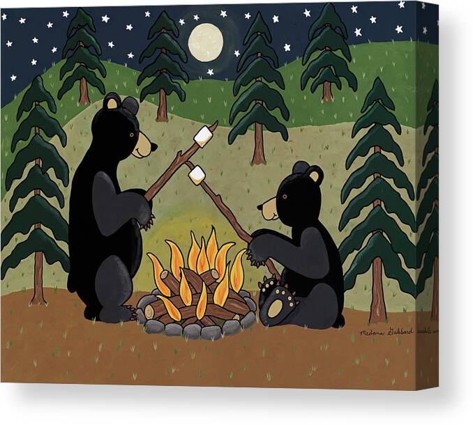 Marshmallows For Two Canvas Print featuring the painting Marshmallows For Two by Medana Gabbard