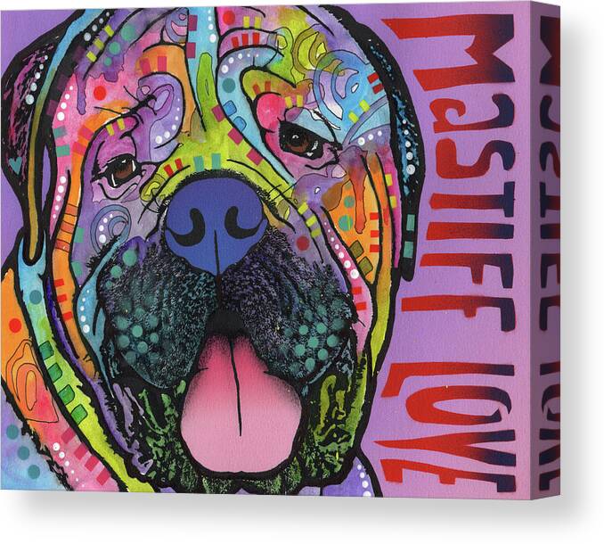 Mastiff Love Canvas Print featuring the mixed media Mastiff Love by Dean Russo