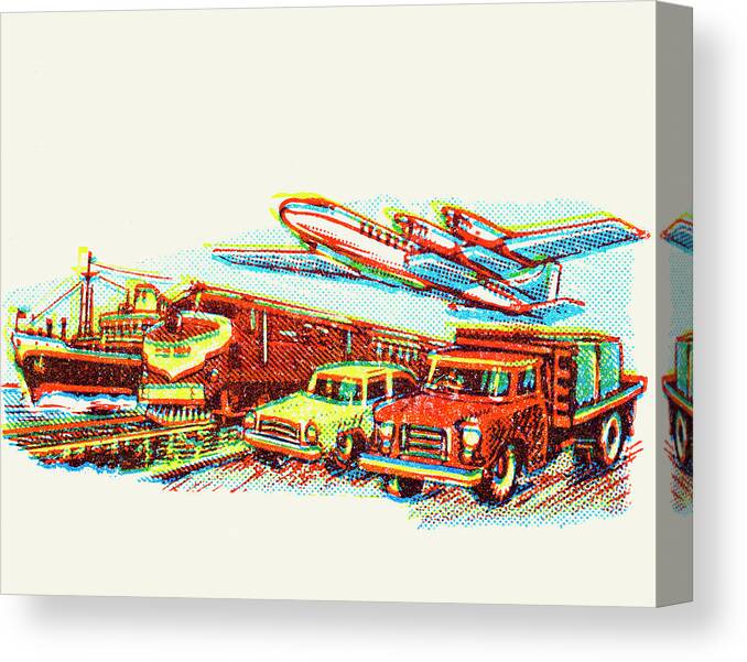 Activity Canvas Print featuring the drawing Methods of Transportation by CSA Images