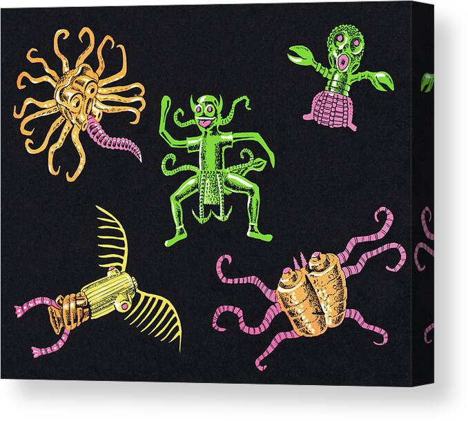 Alien Canvas Print featuring the drawing Monsters by CSA Images
