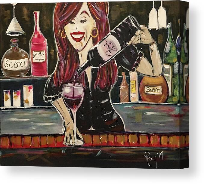 Bartender Canvas Print featuring the painting Sassy Notes featuring Dana Doom by Roxy Rich