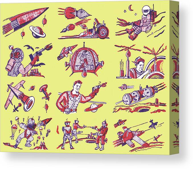 Action Canvas Print featuring the drawing Science Fiction by CSA Images