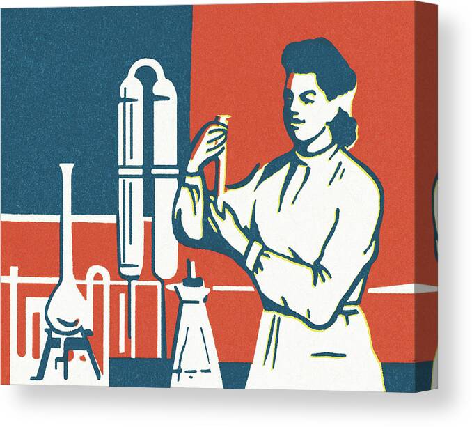 Adult Canvas Print featuring the drawing Scientist in a Laboratory #1 by CSA Images