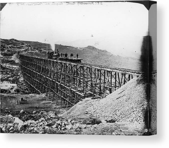 1860-1869 Canvas Print featuring the photograph Transcontinental Railroad #1 by Fotosearch