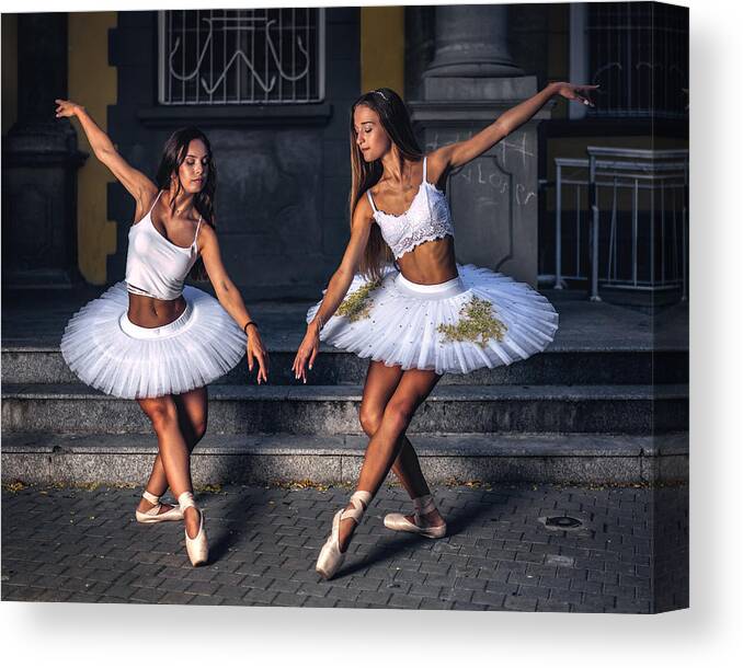 Ballerina Canvas Print featuring the photograph Two Ballerinas #1 by Vasil Nanev