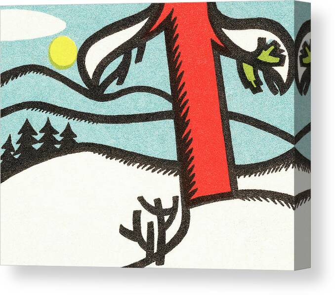 Branch Canvas Print featuring the drawing Winter scene #1 by CSA Images