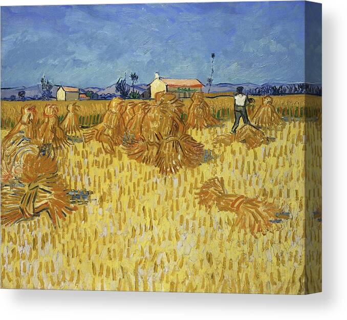 Famous Canvas Print featuring the painting Corn Harvest In Provence by Vincent Van Gogh