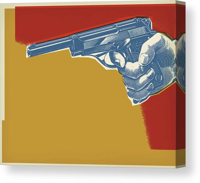 Aim Canvas Print featuring the drawing Handgun #17 by CSA Images
