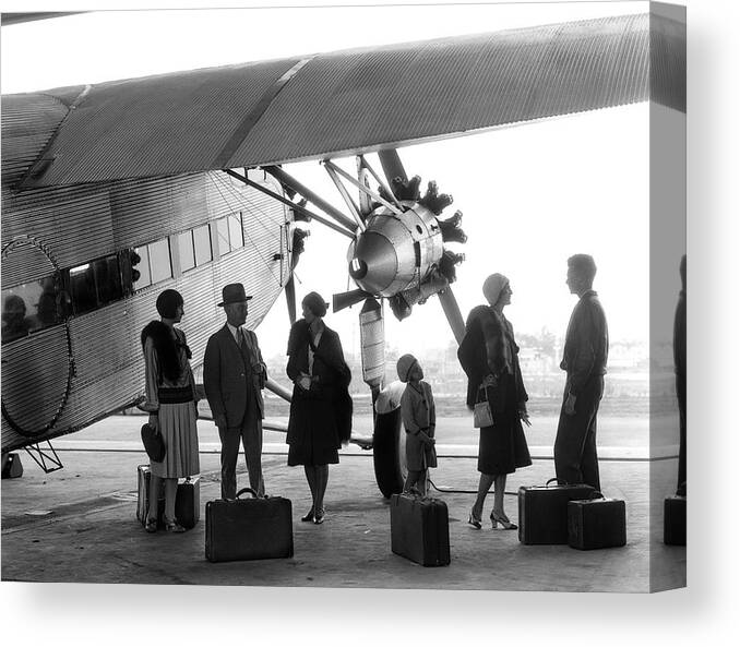 Photography Canvas Print featuring the photograph 1920s 1930s Group Of Passengers by Vintage Images