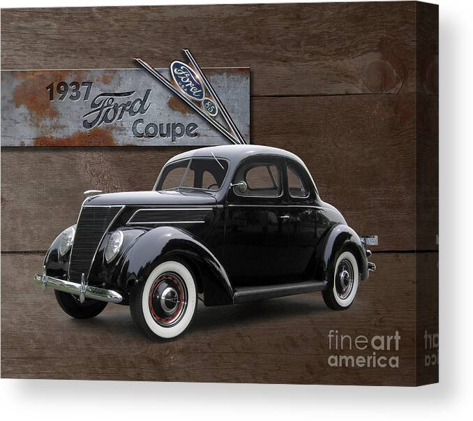 1937 Canvas Print featuring the photograph 1937 Ford Coupe on Barnwood by Ron Long