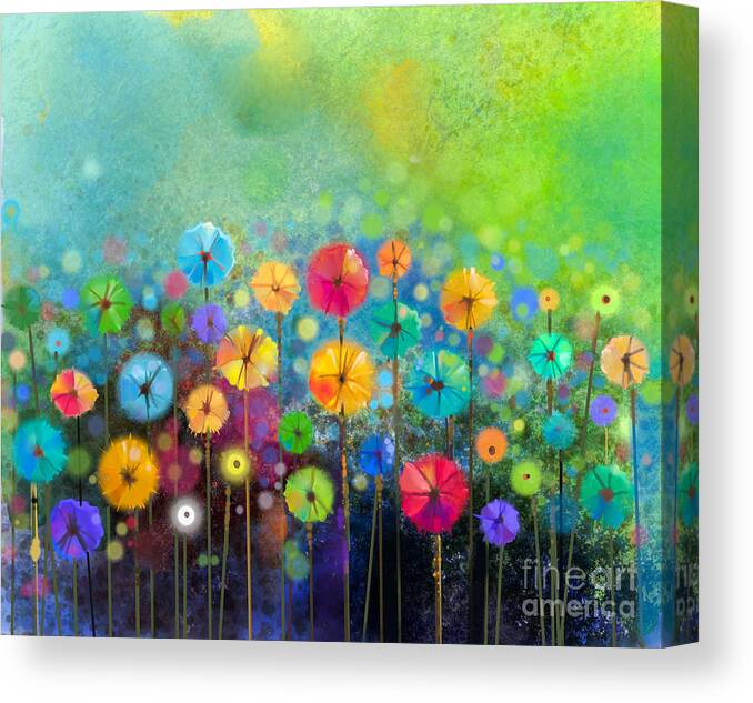 Beauty Canvas Print featuring the digital art Abstract Floral Watercolor Painting by Pluie r