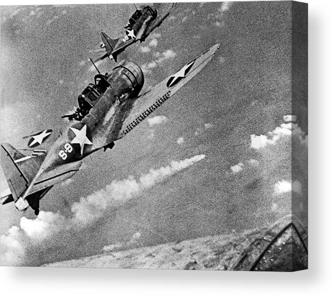 1940s Canvas Print featuring the photograph Battle Of Midway #2 by Underwood Archives