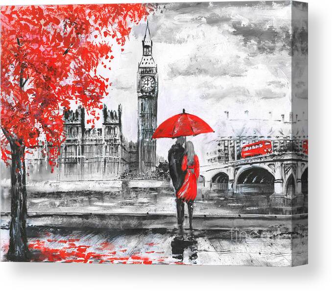 Big Canvas Print featuring the digital art Oil Painting On Canvas Street View by Lisima