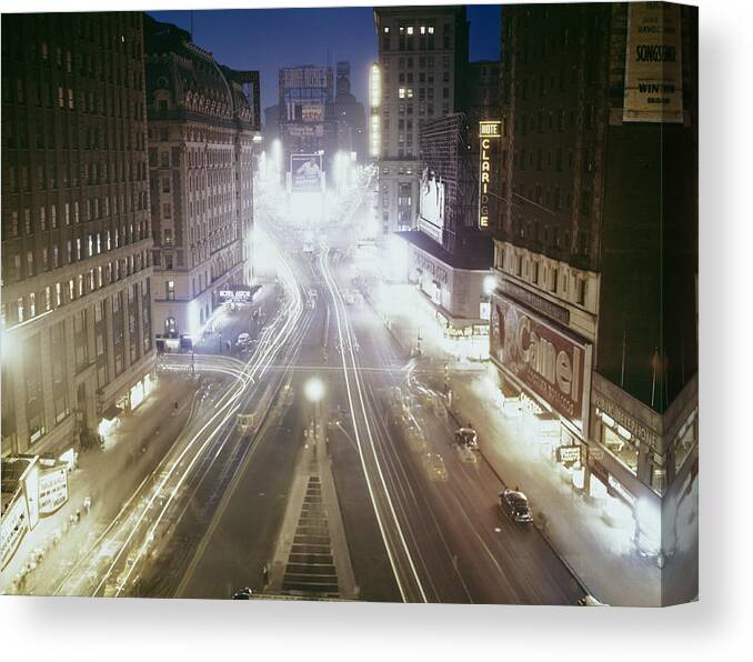 1950-1959 Canvas Print featuring the photograph Times Square #2 by Archive Photos