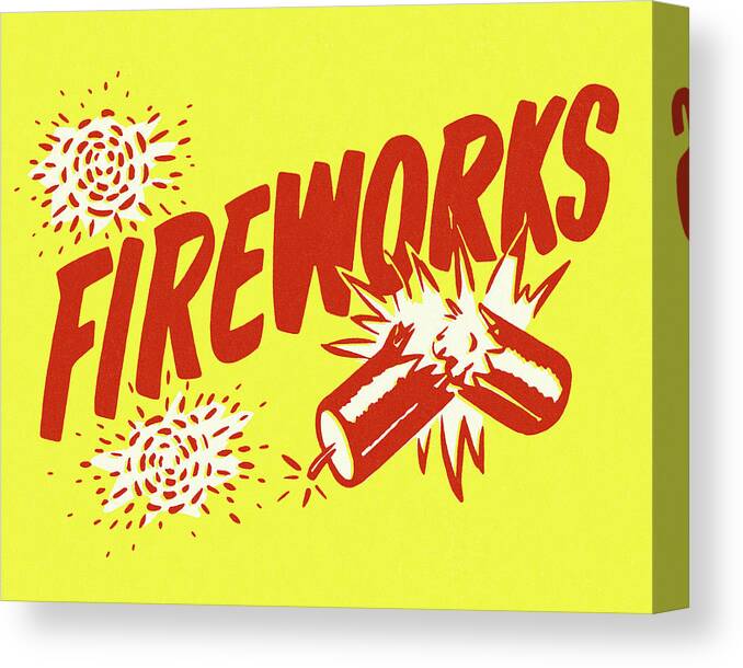 4th Of July Canvas Print featuring the drawing Fireworks #3 by CSA Images