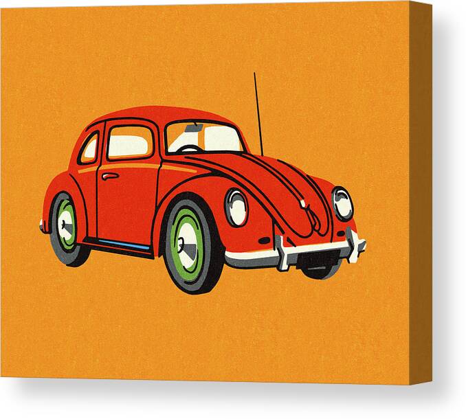 Auto Canvas Print featuring the drawing Small Car #3 by CSA Images