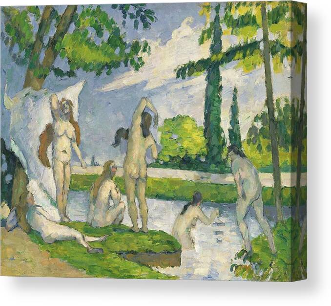 Figurative Canvas Print featuring the painting Bathers by Paul Cezanne