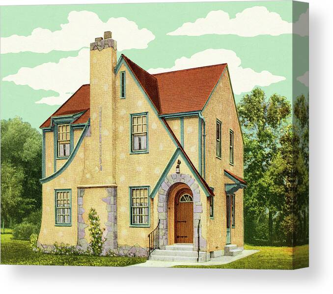 Architecture Canvas Print featuring the drawing Tudor Style House #4 by CSA Images