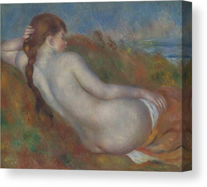 Figurative Canvas Print featuring the painting Reclining Nude by Pierre-auguste Renoir