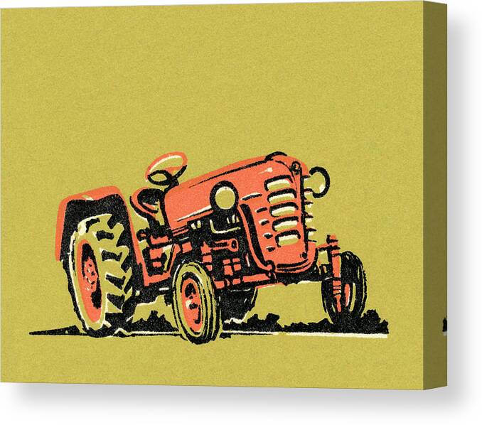 Agriculture Canvas Print featuring the drawing Tractor #5 by CSA Images